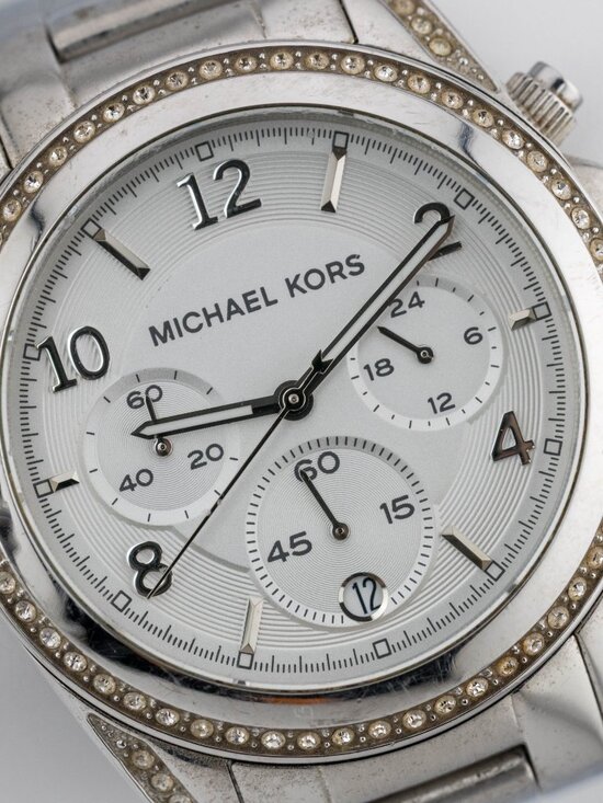 Michael Kors MK-5165 Chronograph Quartz Analog Women\'s Watch New Battery
